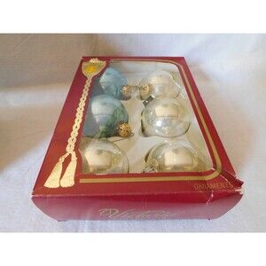 Glass Christmas Ornaments boxed set of 6 Victoria Collection Made in USA